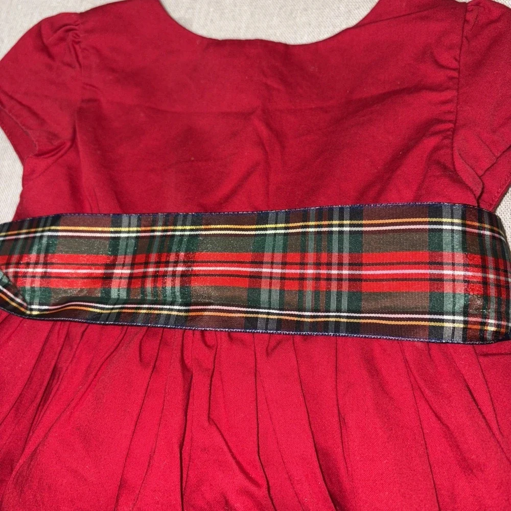 Ralph Lauren Girl's 2pc Red Dress with Plaid Belt‎ Sz 12M Christmas Hollidays